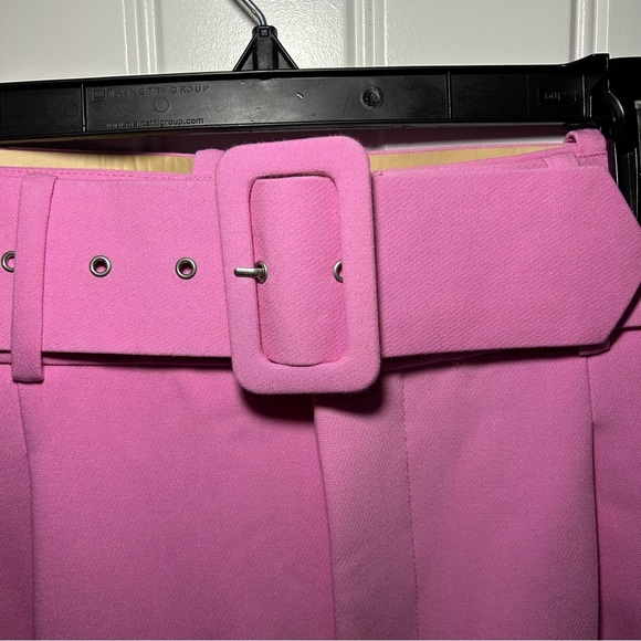 Zara Soft Pink High Waist Ankle Front Pleated Belted Trouser Pants Size Small - Picture 5 of 12